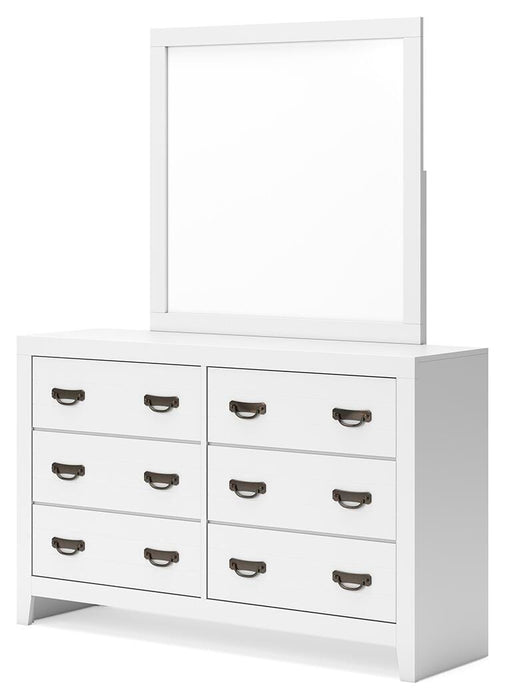 Binterglen California King Panel Bed with Mirrored Dresser and Nightstand