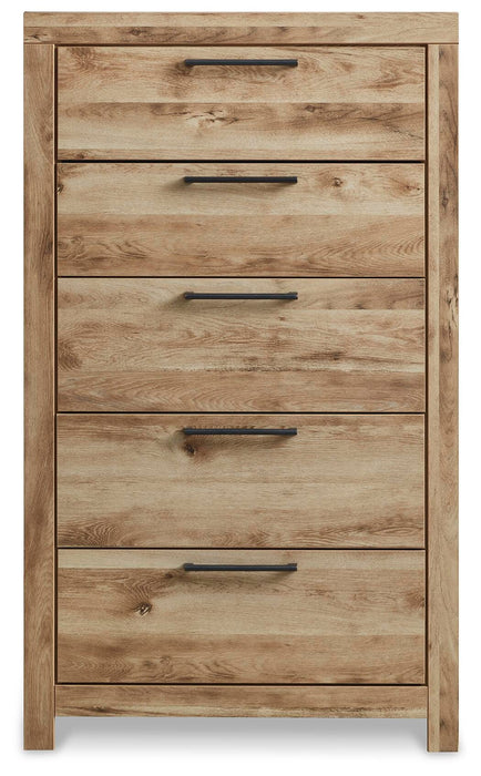 Hyanna King Panel Bed, Dresser, Mirror, Chest and Nightstand