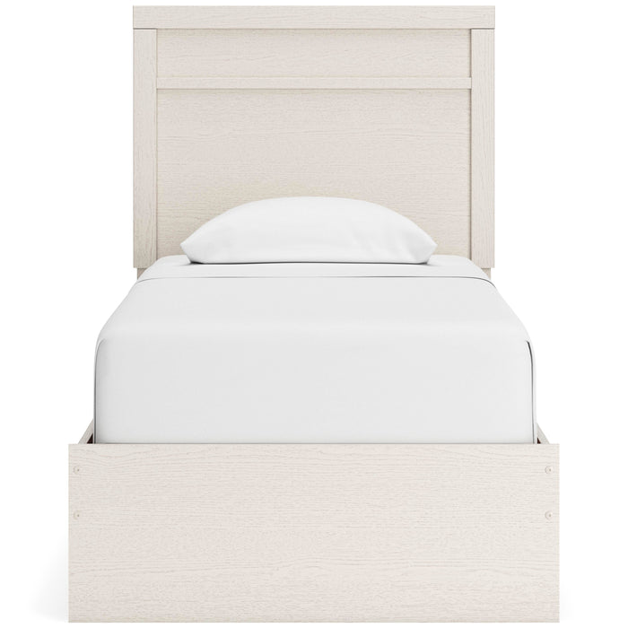 Stelsie Twin Panel Bed with Mirrored Dresser, Chest and Nightstand