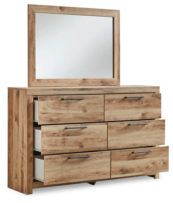 Hyanna King Panel Storage Bed with 1 Under Bed Storage Drawer, Dresser, Mirror, Chest and Nightstand