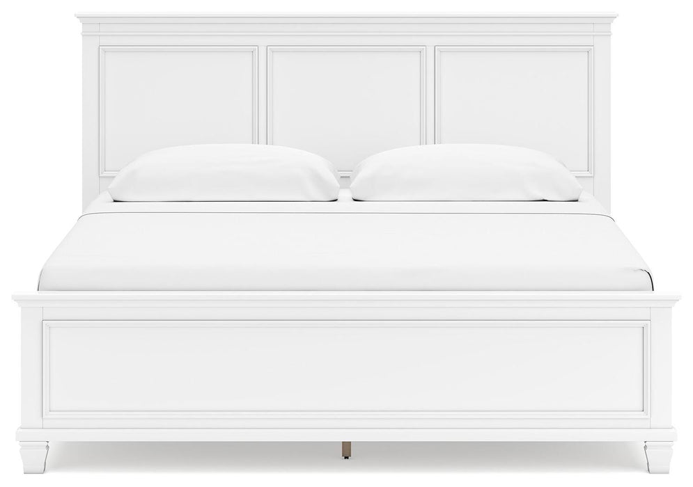 Fortman King Panel Bed with Mirrored Dresser, Chest and Nightstand