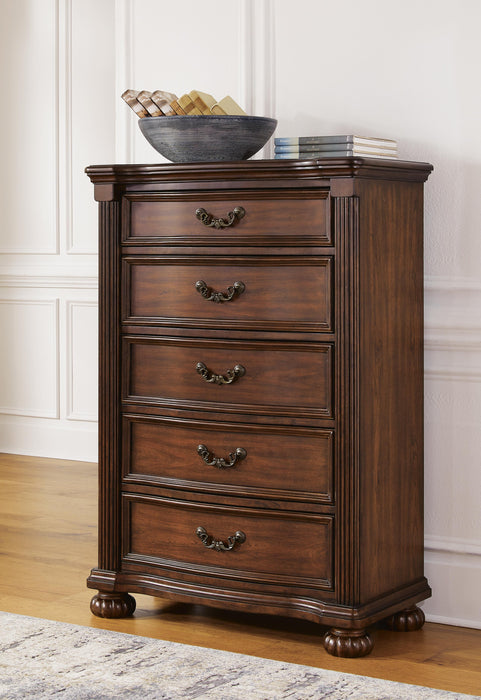 Lavinton California King Poster Bed, Dresser, Mirror, Chest and Nightstand