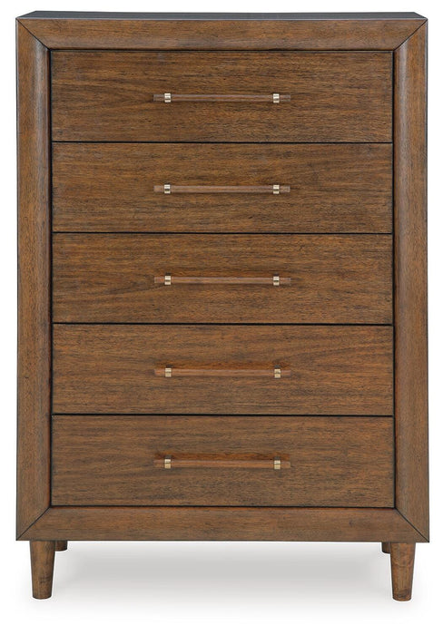 Lyncott King Upholstered Bed, Dresser, Mirror, Chest and Nightstand