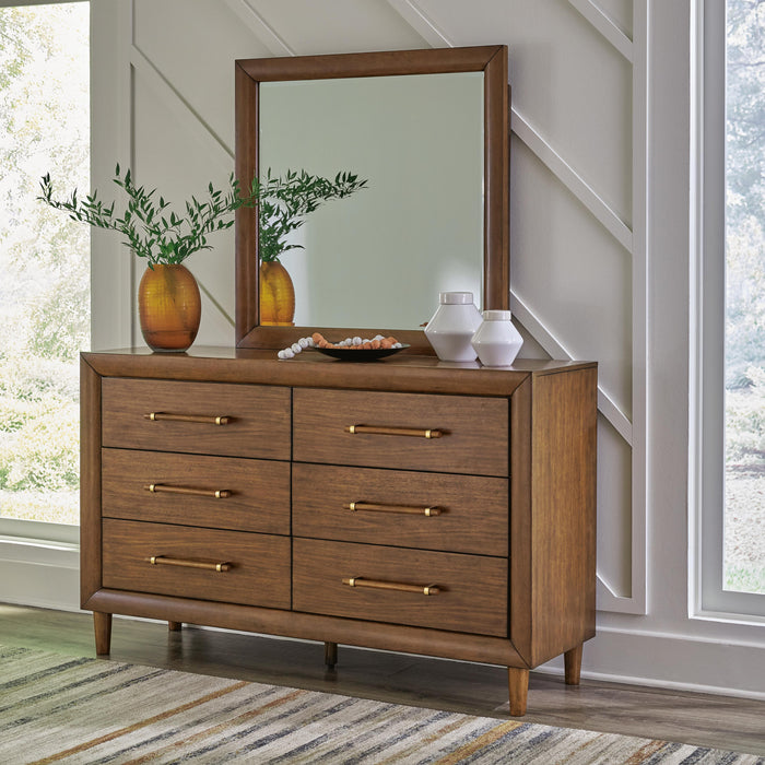 Lyncott Queen Upholstered Panel Bed, Dresser, Mirror, Chest and Nightstand