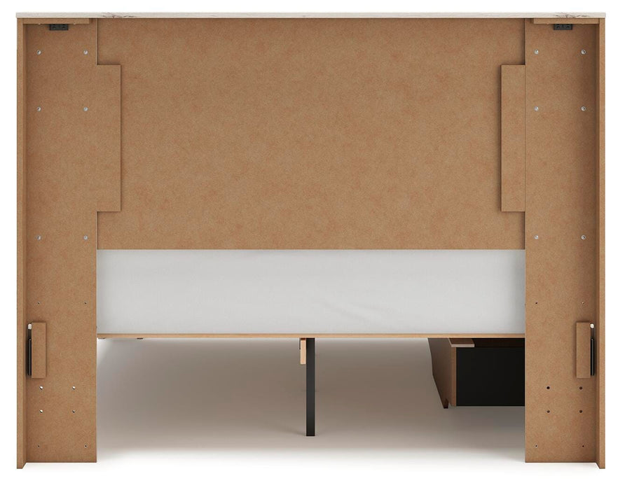Lawroy Queen Panel Bed with Storage, Dresser and Mirror