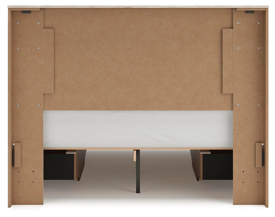 Lawroy Queen Panel Bed with Storage, Dresser, Mirror and Nightstand