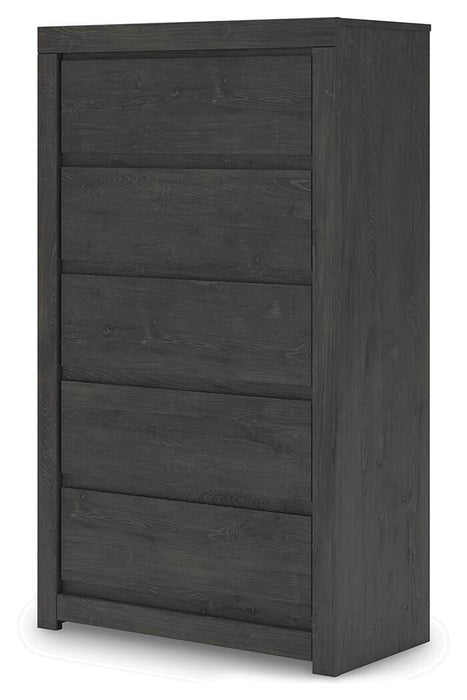 Fraluna King Panel Bed, Dresser, Mirror, Chest and Nightstand