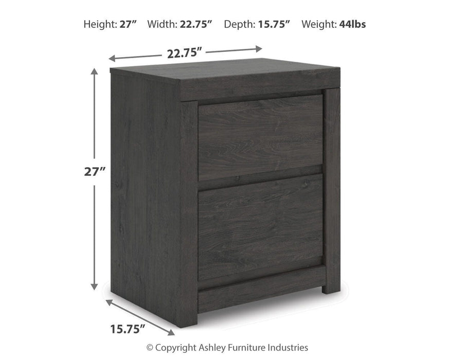 Fraluna King Panel Storage Bed, Dresser, Mirror, Chest and Nightstand