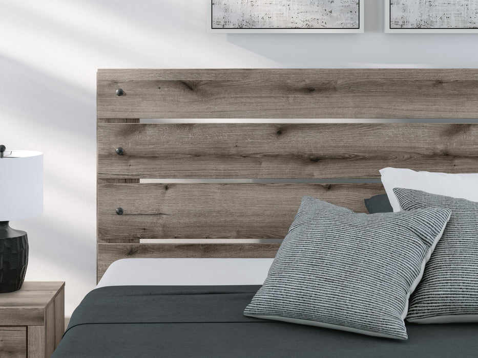 Graystorm King Panel Bed, Dresser, Mirror and Nightstand