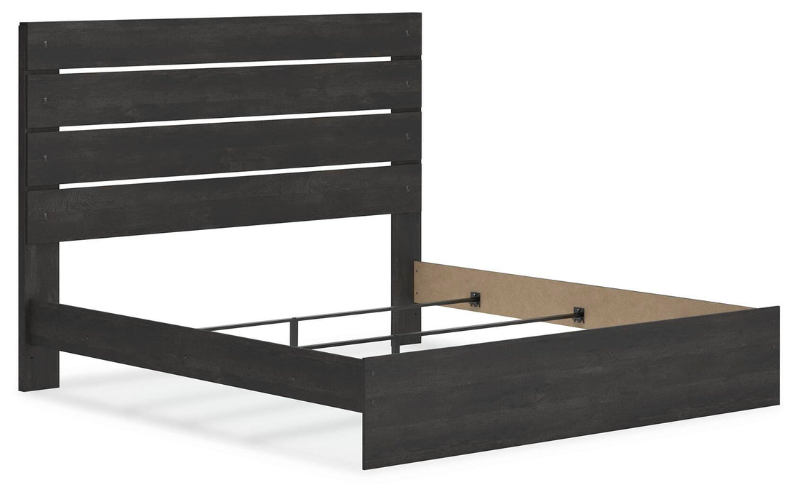 Hollivern King Panel Bed, Dresser, Mirror, Chest and Nightstand