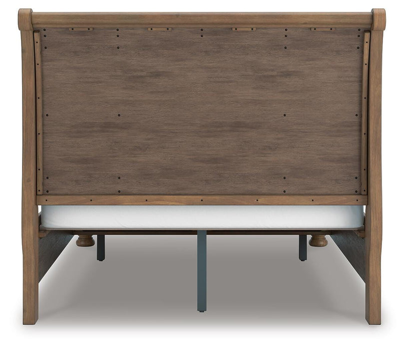 Feddinger Queen Storage Sleigh Bed with Mirrored Dresser and Nightstand