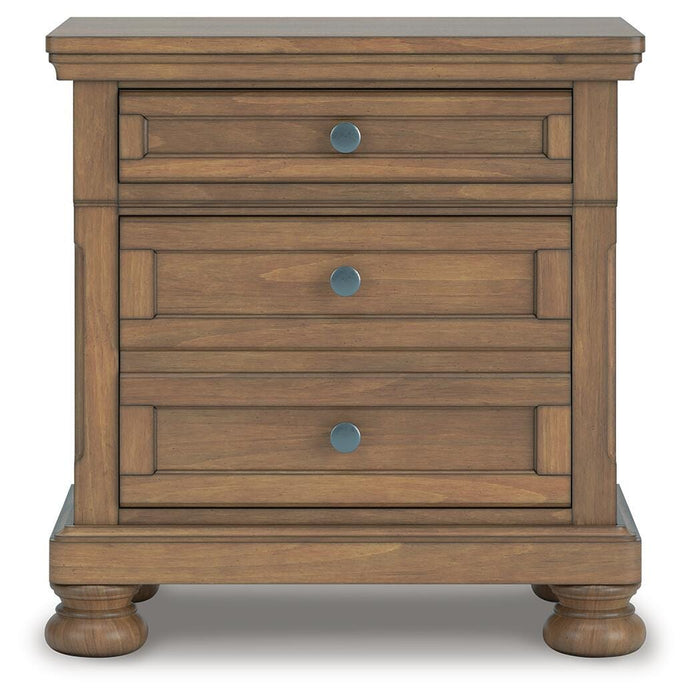 Feddinger Queen Storage Sleigh Bed with Mirrored Dresser and Nightstand