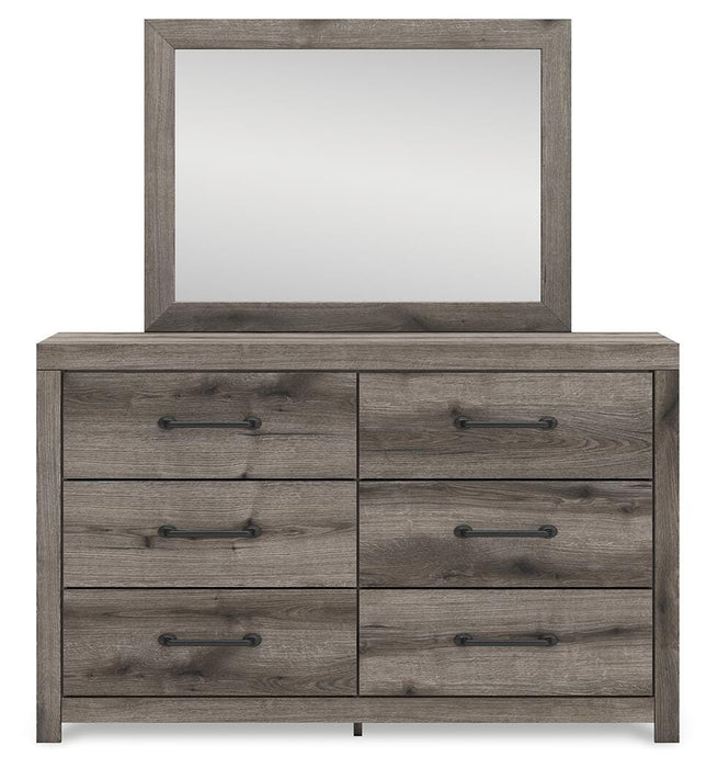 Graystorm King Panel Bed, Dresser, Mirror, Chest and Nightstand