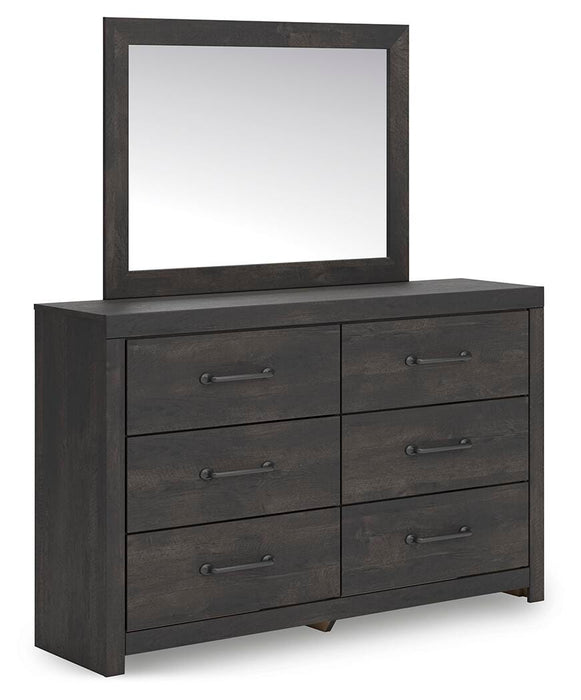 Hollivern Twin Panel Bed with Storage, Dresser, Mirror and Nightstand