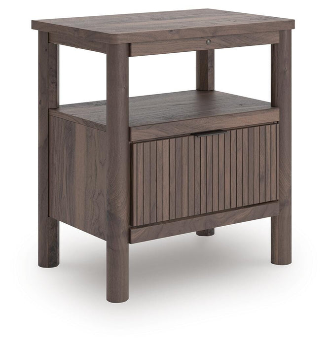Pamytta Queen Upholstered Panel Platform Bed, Dresser, Mirror, Chest and Nightstand