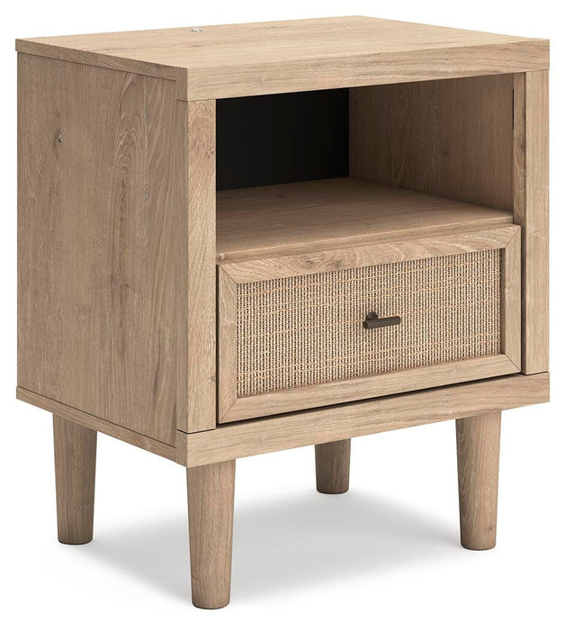 Cielden King Upholstered Bed with Roll Slats, Dresser, Mirror and Nightstand