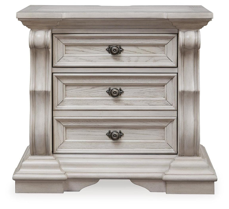 Bruchandi King Upholstered Panel Bed with Mirrored Dresser and Nightstand