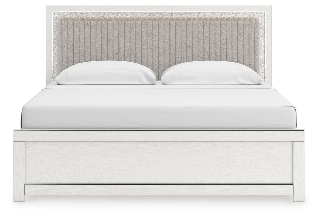 Zuraleus King Upholstered Panel Bed, Dresser, Mirror, Chest and Nightstand