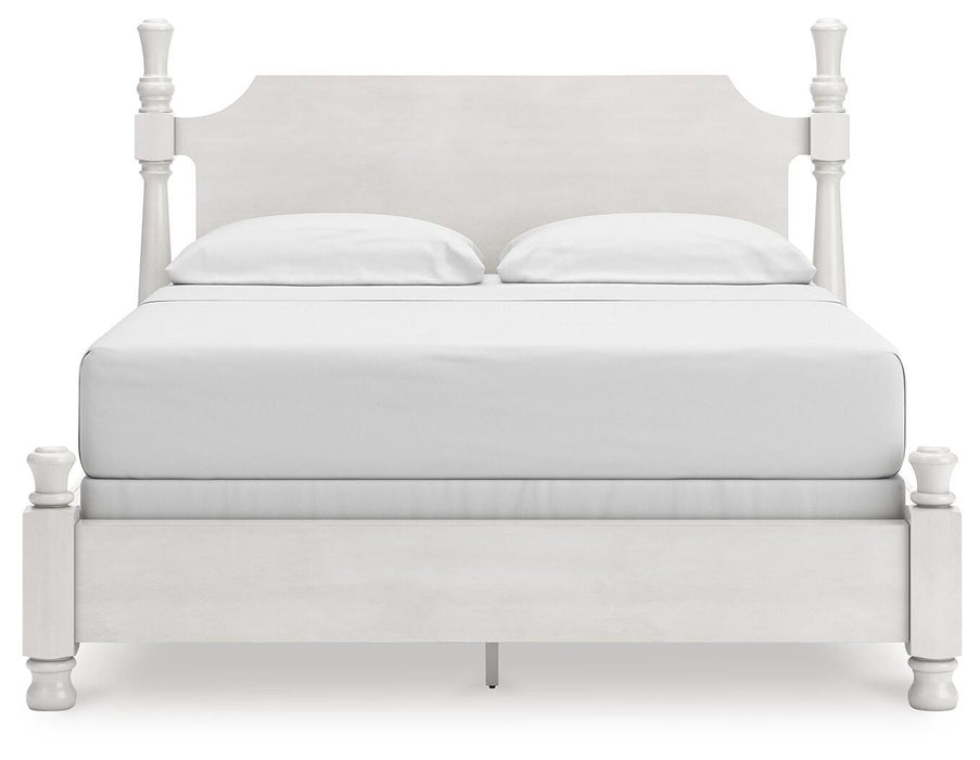 Rowlenstown California King Poster Bed, Dresser, Mirror and Nightstand