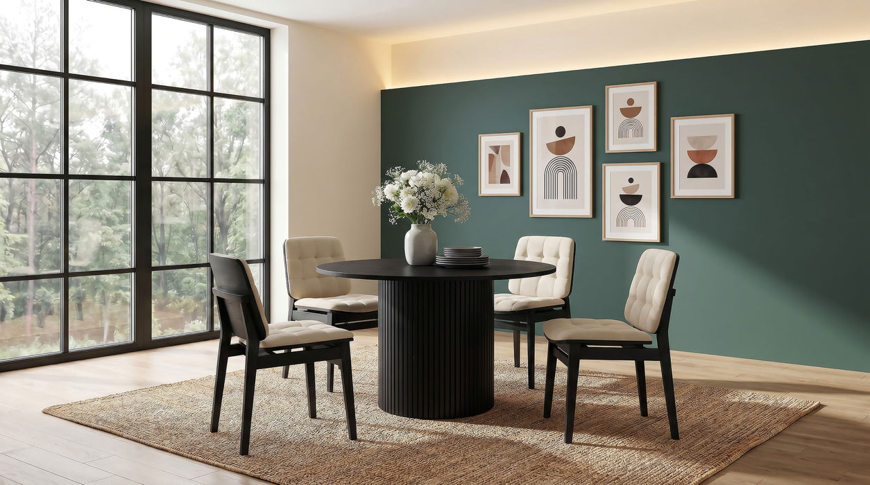 Hamlyn 5-piece Round Wood Dining Set Cream and Black