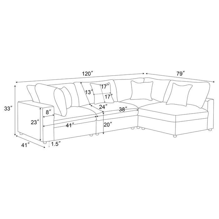 Serene 4-piece Upholstered Modular Sectional Sofa Charcoal