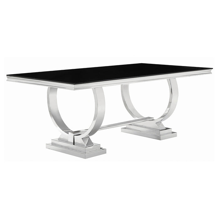 Antoine 7-piece Rectangular Glass Top Dining Set Chrome