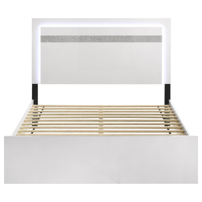 Viana Touch-Control LED Eastern King Platform Bed White High Gloss