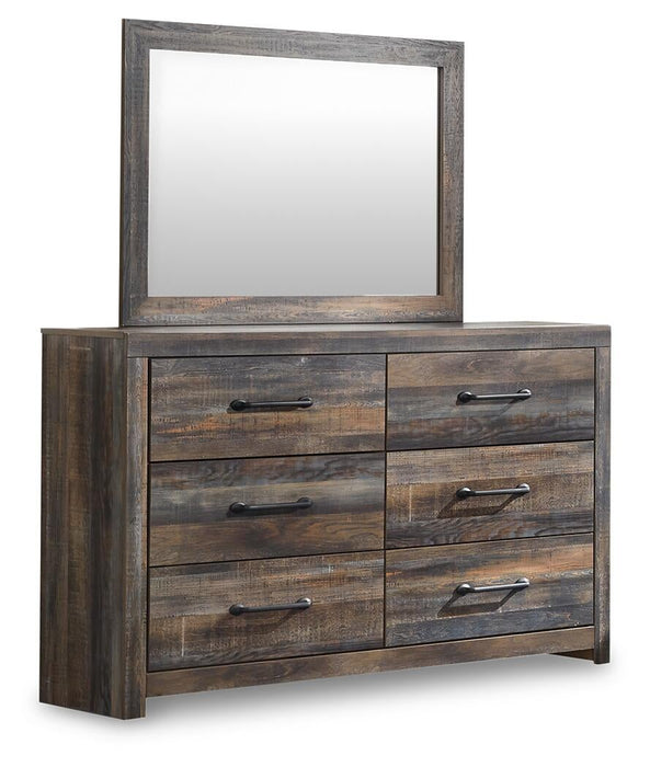 Drystan Full Bookcase Bed with 4 Storage Drawers with Mirrored Dresser, Chest and Nightstand