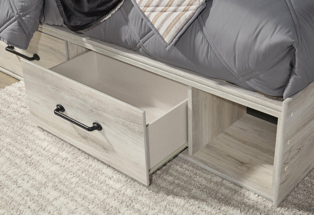 Cambeck Twin Panel Bed with 4 Storage Drawers with Mirrored Dresser, Chest and Nightstand