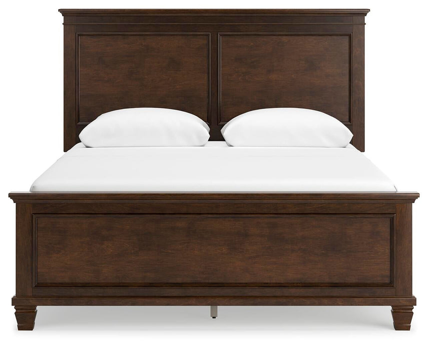 Danabrin Queen Panel Bed with Mirrored Dresser, Chest and Nightstand
