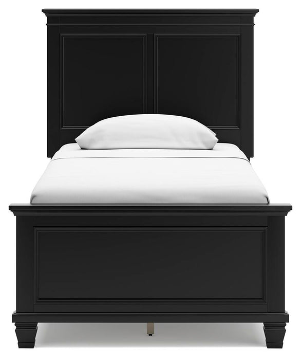 Lanolee Twin Panel Bed with Mirrored Dresser