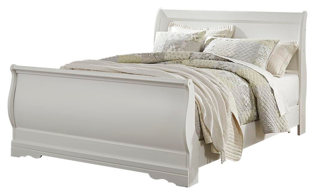 Anarasia Queen Sleigh Bed with Mirrored Dresser and Nightstand