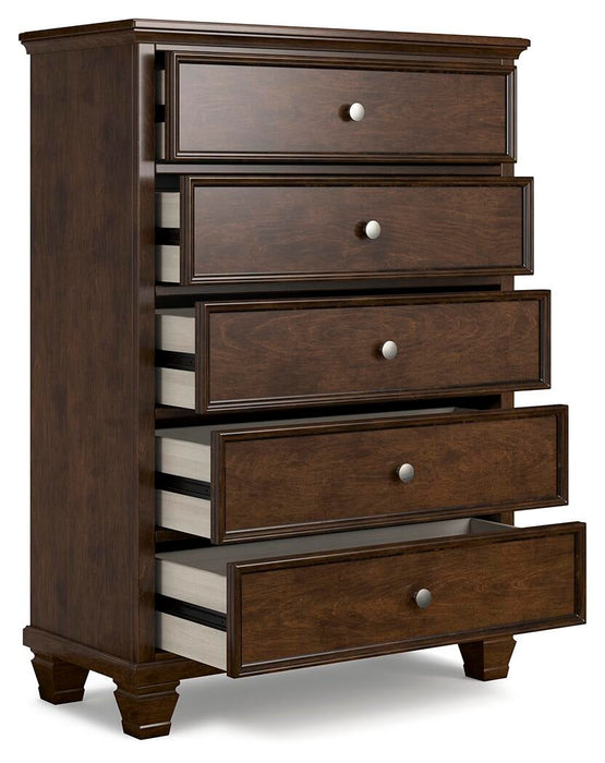 Danabrin King Panel Bed with Mirrored Dresser, Chest and Nightstand