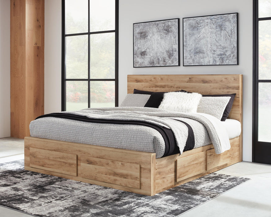 Hyanna Queen Panel Storage Bed with 2 Under Bed Storage Drawer, Dresser, Mirror, Chest and Nightstand