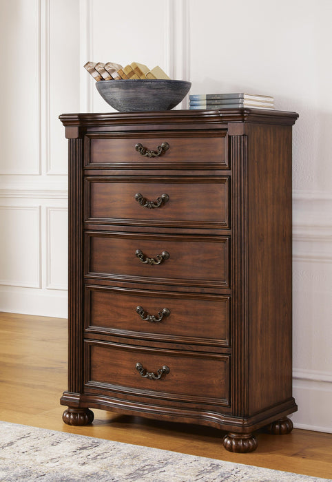 Lavinton King Poster Bed, Dresser, Mirror, Chest and Nightstand