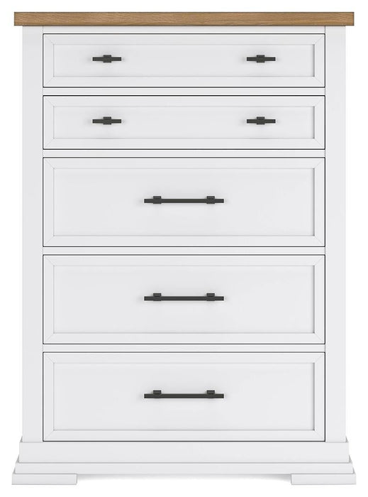 Ashbryn King Panel Storage Bed, Dresser, Mirror, Chest and Nightstand