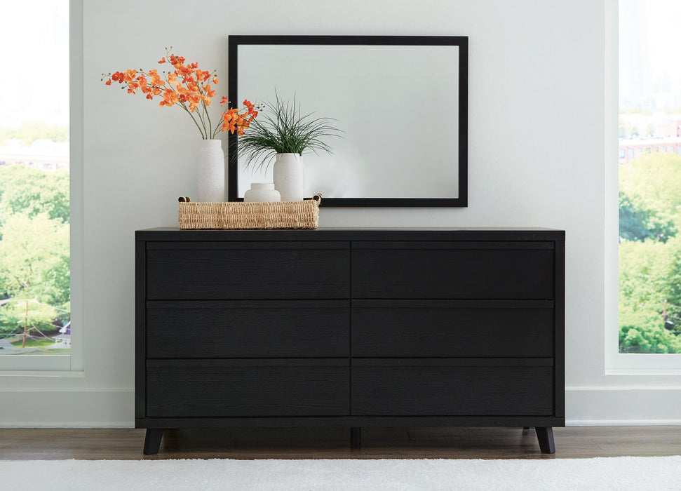 Danziar King Panel Bed with Mirrored Dresser