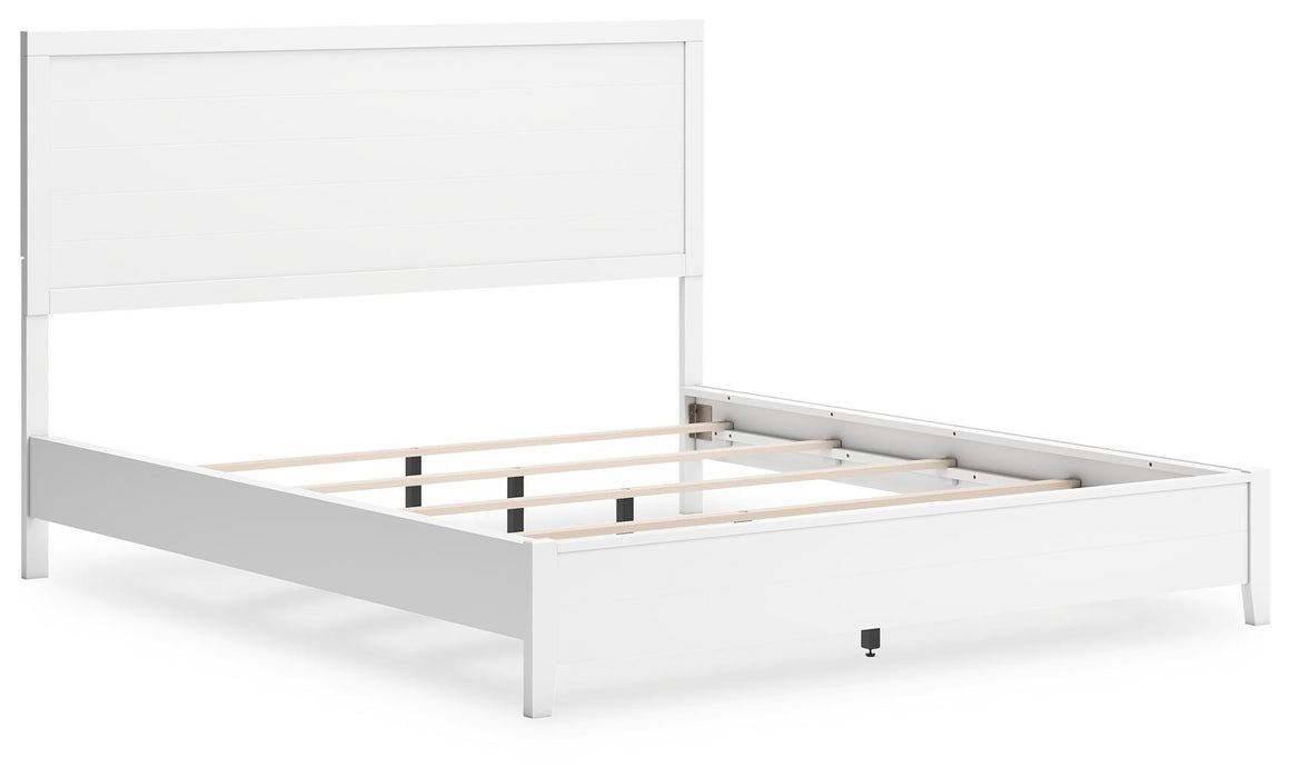 Binterglen California King Panel Bed with Mirrored Dresser and Nightstand