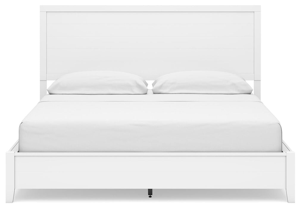 Binterglen California King Panel Bed with Mirrored Dresser and Nightstand