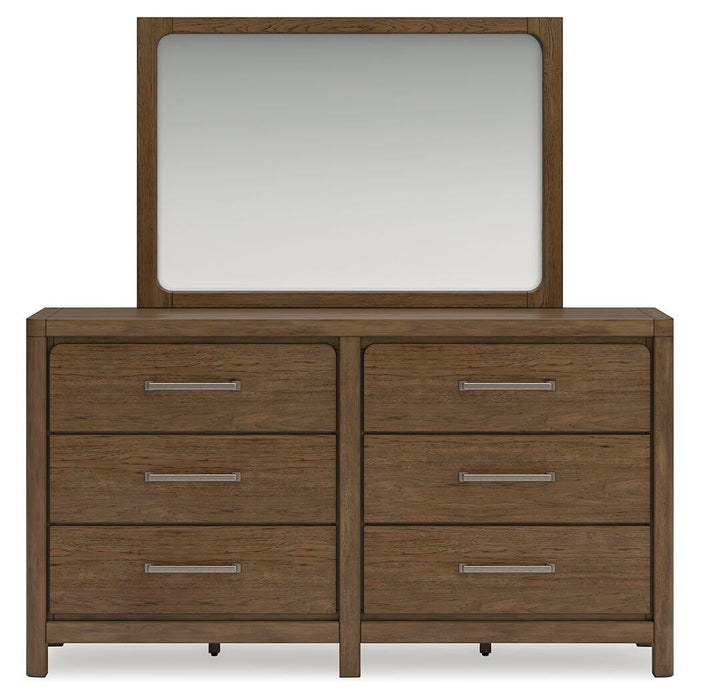 Cabalynn Queen Upholstered Bed with Mirrored Dresser