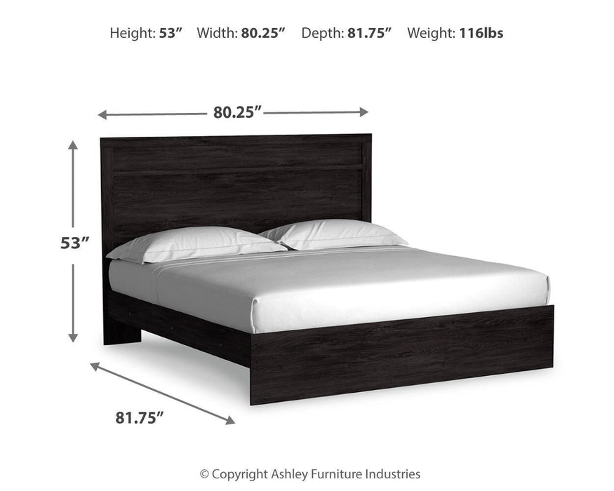 Belachime King Panel Bed with Mirrored Dresser