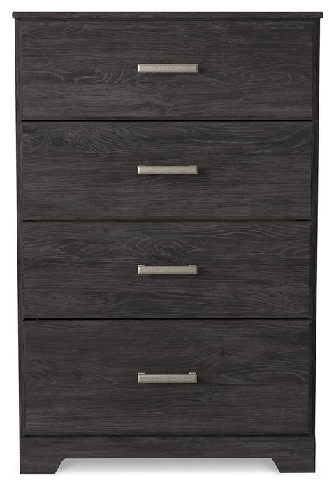 Belachime Full Panel Bed with Mirrored Dresser, Chest and Nightstand
