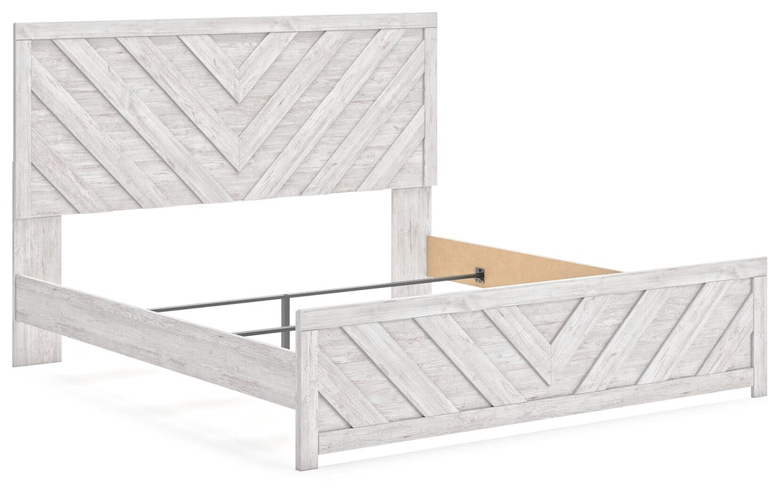 Cayboni King Panel Bed with Mirrored Dresser