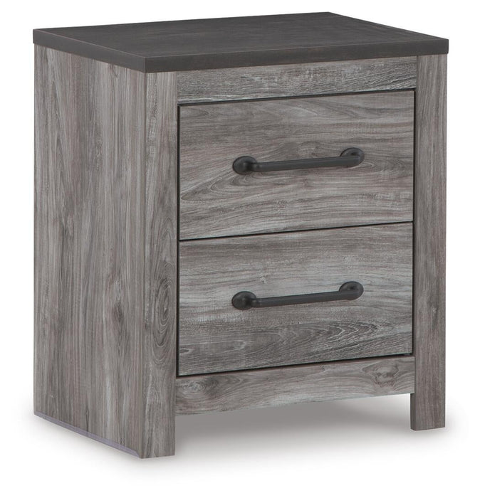 Bronyan King Panel Bed with Mirrored Dresser and Nightstand