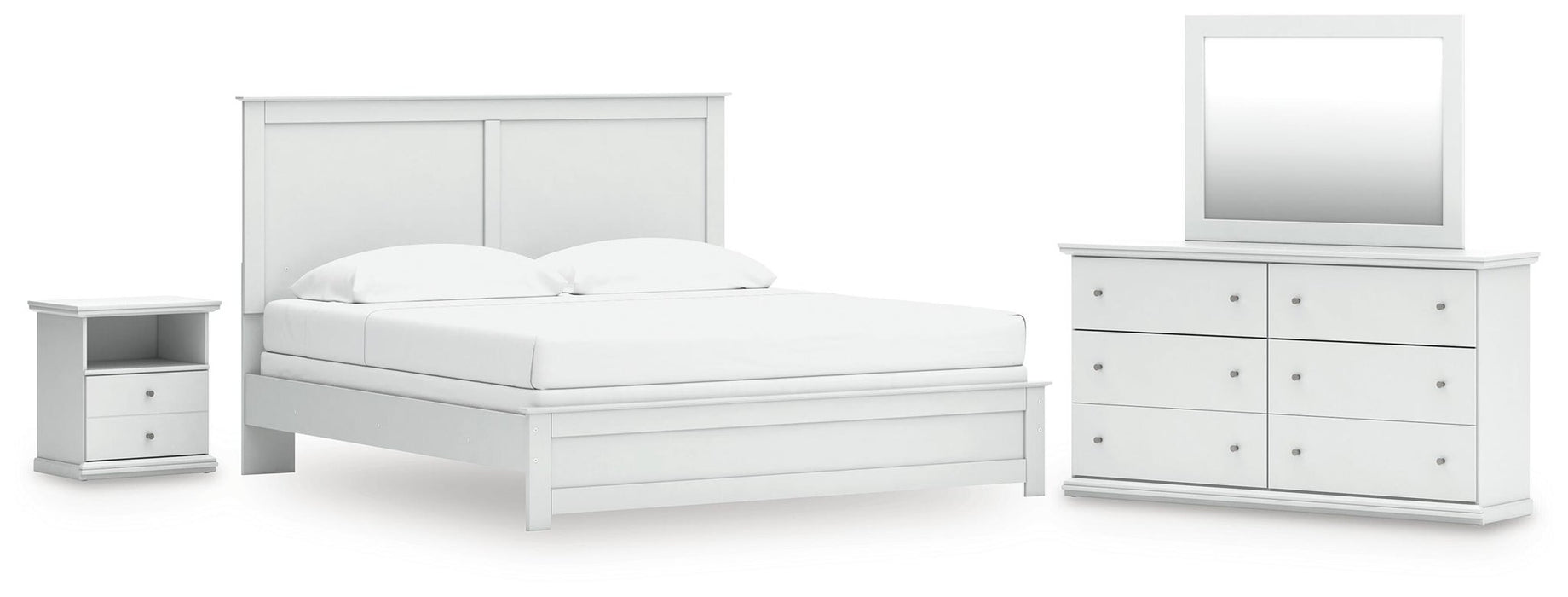 Bostwick Shoals King Panel Bed, Dresser, Mirror and Nightstand