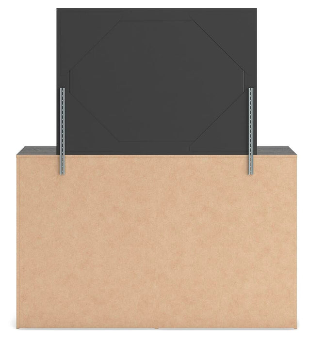 Delmorta Full Panel Bed, Dresser, Mirror and Nightstand