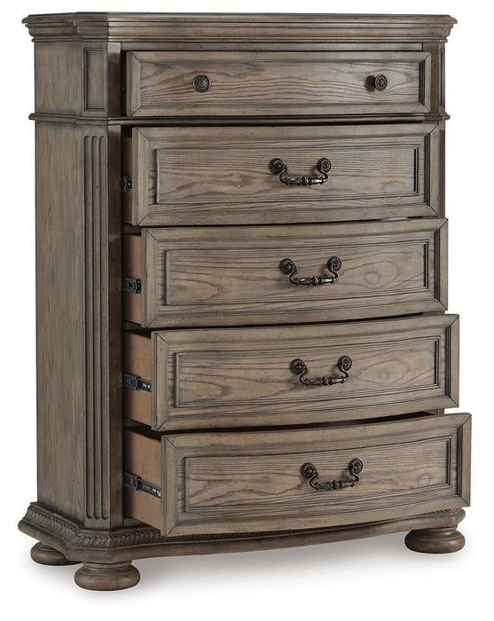 Ardenfield California King Upholstered Sleigh Bed, Dresser, Mirror, Chest and Nightstand
