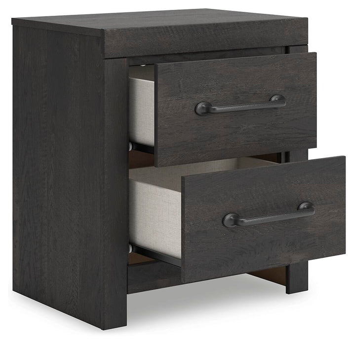 Delmorta King Panel Bed, Dresser, Mirror, Chest and Nightstand