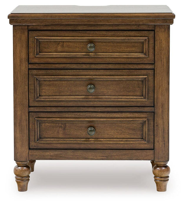 Sturlayne King Upholstered Panel Bed, Dresser, Mirror and Nightstand