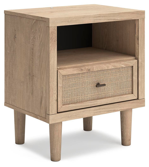 Cielden King Upholstered Bed with Roll Slats, Dresser, Mirror, Chest and Nightstand